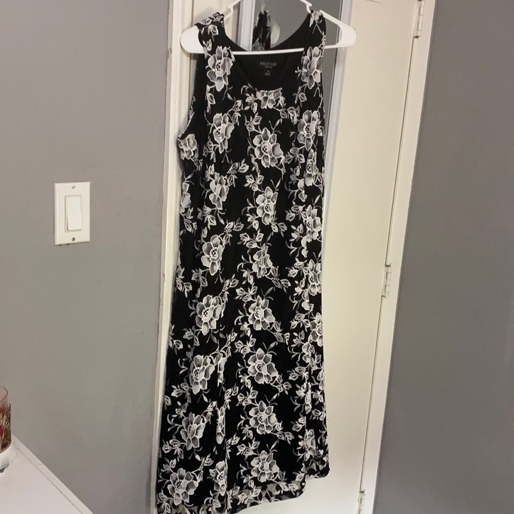 Black and white floral dress